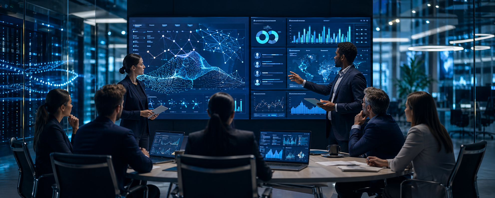 AI operations command center with technology staffing dashboards